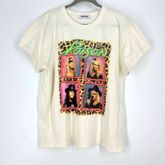 Daydreamer Tops - Daydreamer Poison Talk Dirty To Me Tour Tee Short Sleeve Large Cream